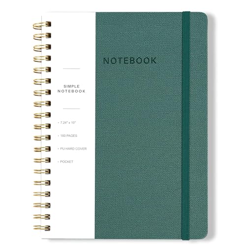 Spiral Notebook - 7.24" x 10" College Ruled Journal with Inner Pockets and 180 Pages, PU Leather Cover Business Journal, Twin-Wire Binding Notebook Perfect for Office & Home School Supplies Green - color: 004-Green-1pack, size: B5-180 pages