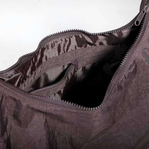 FASTFAIRY Nylon Shoulder Bag: Lightweight Adjustable Strap - color: Large-chocolate Plum, size: Large