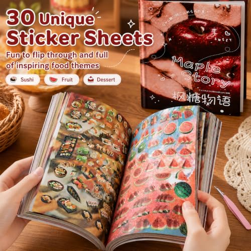 Japanese Sticker Book,1400 PCS Romantic Memory Series Aesthetic Stickers, Heisei Retro Vintage Comic Style Stickers for Scrapbooking, Journaling, DIY Crafts and Decoration - color: Maple Sugar