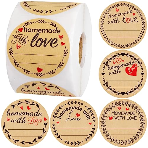 Fancy Land 500 Homemade with Love Stickers Canning Labels for Baked Goods
