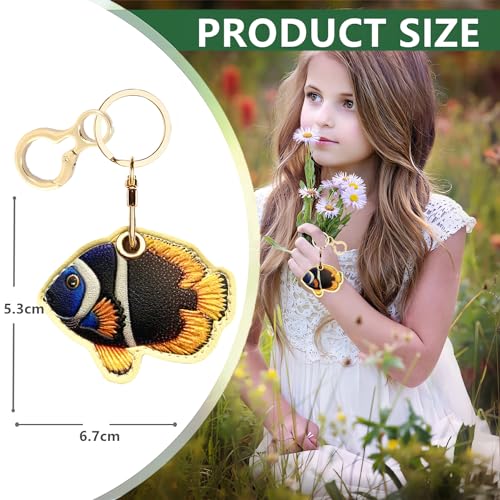 BORKUANA PU Leather Keychain holder Protective Case Compatible with AirTag - color: Fish 8