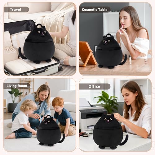 Funny Cat Makeup Bag, Large Cute Travel Toiletry Cosmetic Pouch Organizer - color: A-Cat-Black02