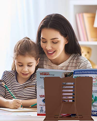 MSDADA Desk Book Stand Metal Reading Rest Book Holder Adjustable - color: Brown