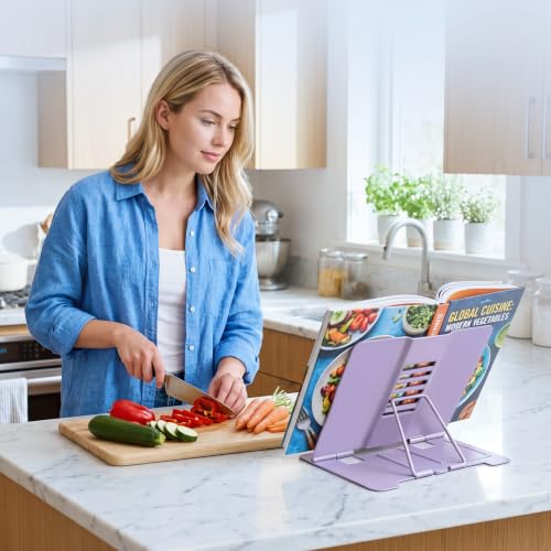 Book Stand, Book Holder, Book Stand for Reading – for Desk & Music - color: Purple