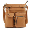 SG SUGU Katie Lightweight Medium Crossbody Bag Shoulder Bag with Multi Pocket for Women - color: Cognac