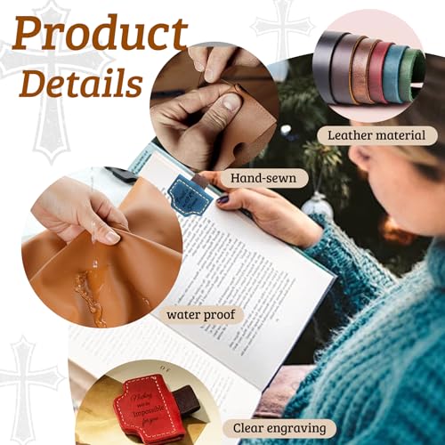 Personalized Leather Bookmark with Pen Holder - Magnetic Bible Verse Design, Christian Book Lovers Reading Accessory, for Book Lovers Men Women (Brown, Matthew 5:6) - color: Brown, size: Matthew 5:6