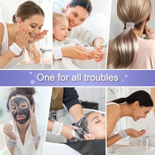 4Pcs Microfiber Wrist Bands for Face Washing - Absorbent Towel Wristbands for Women, Prevents Water from Spilling Down Arms