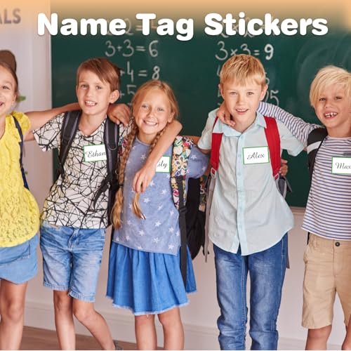 Starboling Name Tag Stickers, 200 Pcs 3"x2" Green Plain Stickers With Colorful Border, For Office, School & Home - color: Green Rectangle