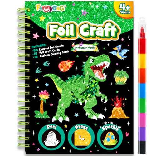 FUNNYB&G Foil Art Craft Kit for Kids, Sparkly Birthday Gift Toy for Kids - style: Dinosaur World