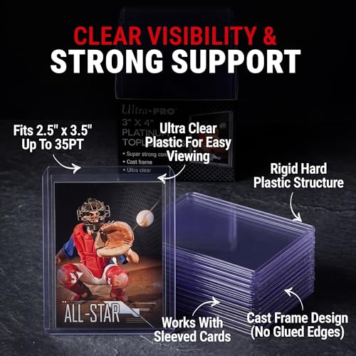 Ultra Pro 3" x 4" Clear Platinum Toploader for Trading Cards, 25 Pack