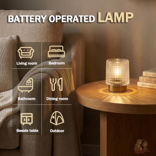 MJ PREMIER Battery Operated Lamp,Small Cordless Lamp with Timer, Clear-01 - color: Clear-01