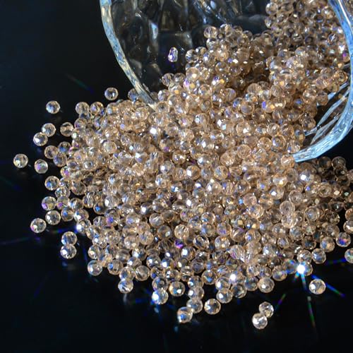 1200Pcs 4mm Crystal Glass Beads for Jewelry Making Beads for Bracelets Necklace Pendants Making Supplies(Silver Champagne) - color: Silver champagne, size: 4mm 1200pcs