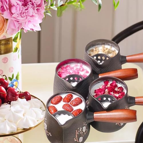 Small Cast Iron Teapot, Japanese Style Tea Kettle without Lid, 20.3oz Tea Pot with Stainless Steel Tea Ball for Loose Tea, Wooden Side-handle Tea Set for Stovetop Safe(600ml) - color: 20.3oz Dots Pattern