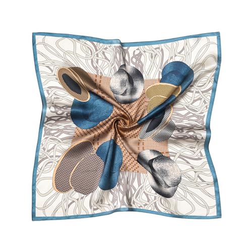 100% Mulberry Silk Scarf - 21" Square Lightweight Neckerchief, Gift Packed - color: Brown-2