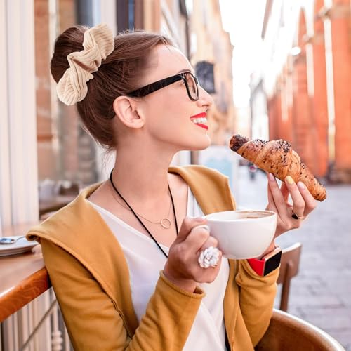 Scrunchies for Women's Hair 6Pcs Large Brown Knit Fuzzy Scrunchies for Long Thick Curly Hair Ultra Textured Soft Hair Bands Neutral Scrunchie Cute Ponytail Holders No Damage Elastic Hair Ties - color: Brown(A) 6PCS