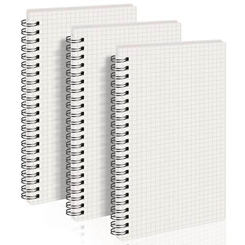 AHGXG A5 Graph Paper Notebook Spiral (3-Pack) Spiral Journal 5.7"x 8.3", Quad Ruled, with Thick 100gsm Square Grid Paper,80 Sheets Per Pack - color: Graph-Transparent, size: A5-3Pcs-Graph
