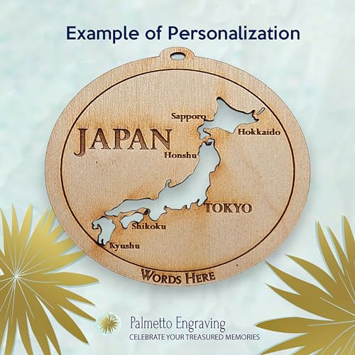Personalized Japan Christmas Ornament, Japanese Travel Keepsake