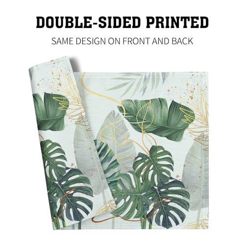 Palm Leaves Tropical Placemats Set of 4,12x18 Inch Boho Green Leaf Botanical Decor Seasonal Tablemat Non-Slip Washable Tabletop Mat for Indoor Outdoor Kitchen Dining Table - color: Tropical Green Leaf