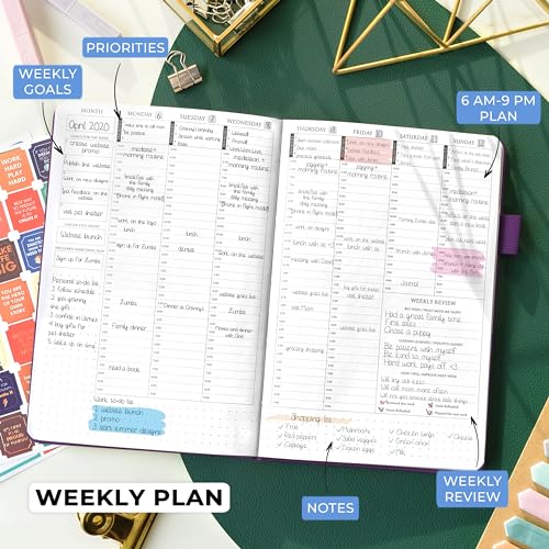 Legend Undated Hourly Planner, A5 Appointment Book Schedule, Purple - color: Purple