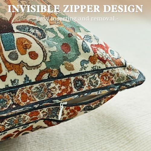 Boho Soft Velvet Throw Pillow Covers 22x22 in Vintage Moroccan - color: Blue, size: 22" x 22" (Pack of 2)