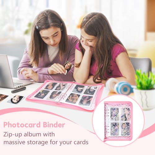 A5 Photocard Binder Holder Photo Card Storage Book 320 Pockets, Pink - color: Pink