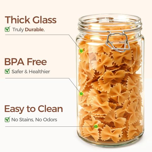 ComSaf Glass Pantry Jars with Airtight Lids 34 oz 3 Pack Coffee Canisters - size: 34 fl oz x 3