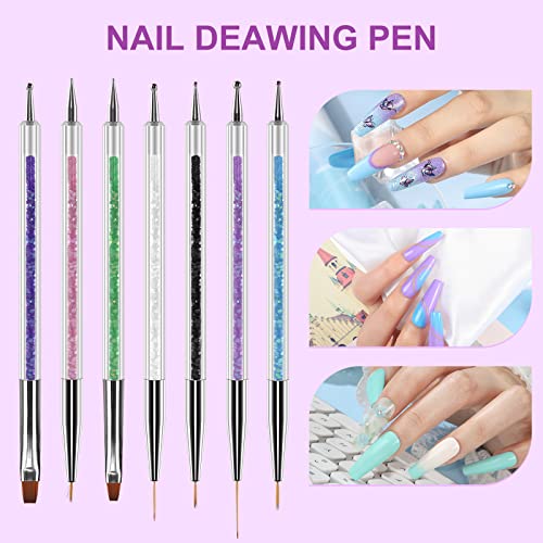 Artdone 9PC Nail Art Brushes Set double-ended, Liner Brush, Dotting Pen, Gel Polish Painting Tools For Nail Art Design - color: 9 PCS
