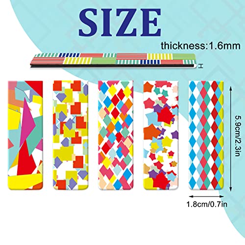 15 Pieces Bookmarks, Magnetic Bookmarks for Women, Page Markers for Students - color: Colorful Geometric Patterns, size: 15 Pieces