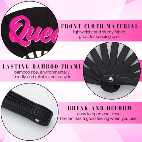 Maitys 2 Pack Foldable Fans for Rave Dancing,Black,Queen - color: Black, style: Queen