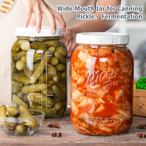 1 Gallon Large Mason Jars with Lid, Glass Flour Storage Containers, 128 OZ