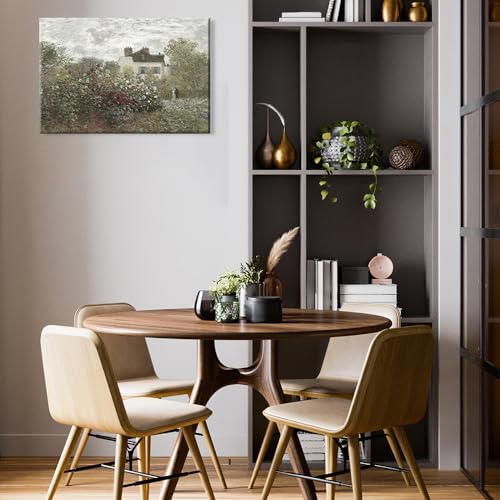 Huabsad Vintage Landscape Monet Flower Oil Painting Canvas Wall Art Antique Cottage Outdoor Garden Roses Lover Wall Decor Rustic Farmhouse Bedroom Aesthetic Prints 12x16in Wrapped Canvas - color: Oil painting02, size: 12x16in Wood Framed