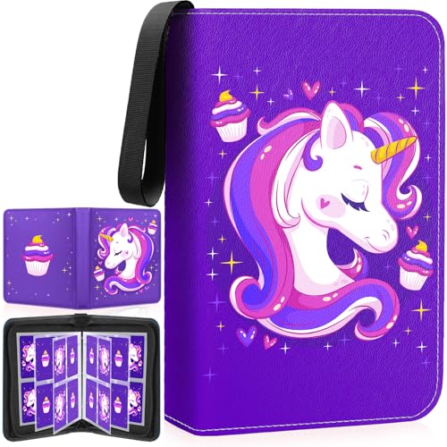 Premium 4-Pocket Trading Card Binder, 400-Card Capacity, Purple - color: Purple