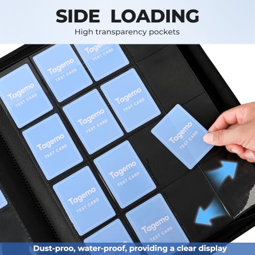 16 Pocket Zip Card Binder, 1024 Pockets Trading Card Binder with Side Loading Pockets, Water-Resistant Diamond-Textured Cover, Large 16 Slot Card Binder for TCG & Sports Cards - color: Black, size: 16-Pocket