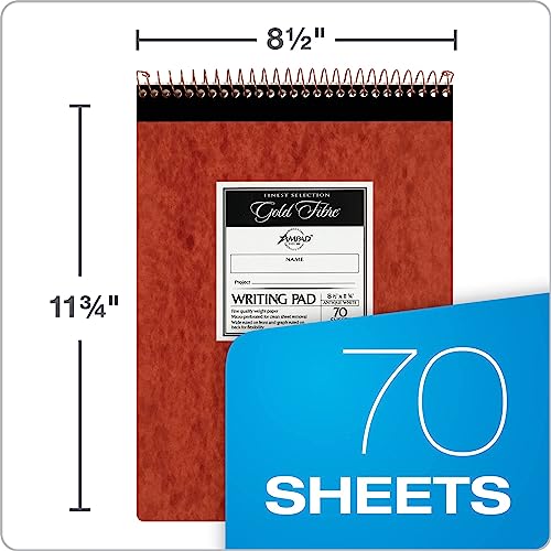 Ampad Gold Fibre Retro Pad, Wide Rule, 8-1/2 x 11-3/4, White, 70-Sheets/Pad (20-008R) - size: 70 Sheets