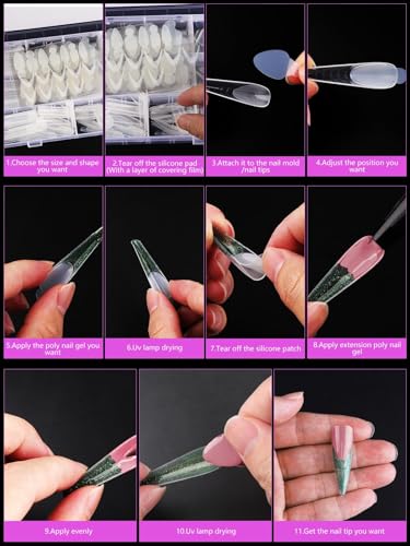 EBANKU French Nail Forms Sticker, 144 PCS Dual Nail Forms Silicone Tip Stickers, Reusable Pads for Poly Gel Nail Mold, Manicure