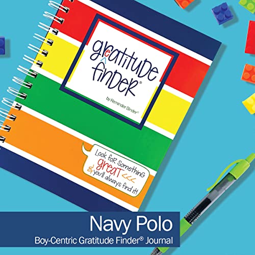 Denise Albright Gratitude Finder® 52 Week Non-Dated Journal for Boys with 177 Totally Cool Hand-Illustrated Stickers (Navy Polo) - color: Navy Polo Gratitude Finder Journal