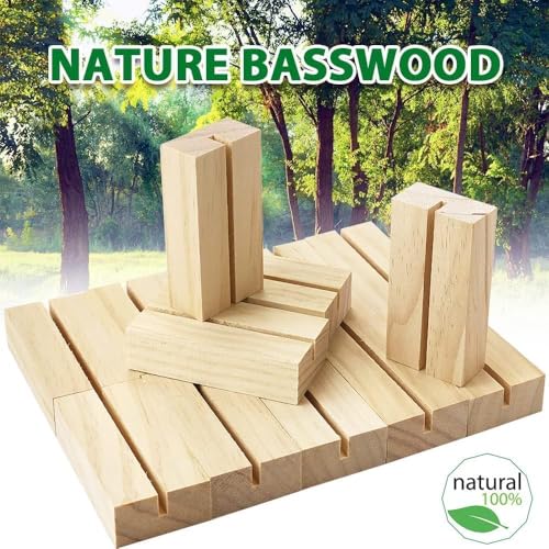 15Pcs 2.75x1.38 Inches Wood Table Number Stands, Wooden Place Card Holders, Acrylic Sign Holders for Wedding, Ceremony, Birthday, Party, Home Decoration, Events (3mm Slots) - size: 15 Pcs- L 2.75"- Slots 3mm