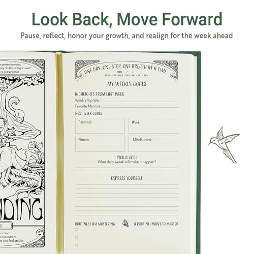 Gratitude Journal for Women with Guided Daily Prompts, Goal Setting & Habit Tracker—90-Day Mindfulness & Self-Care Journal with Relaxing Coloring Pages for Mood, Mindset & Sobriety Support (Hardcover) - color: GRN