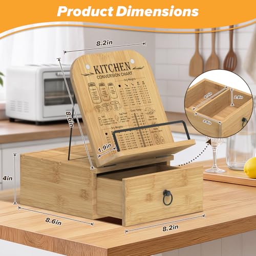 Cookbook Stand-Wooden Recipe Card Holder Box Kitchen Counter - color: Wood,large