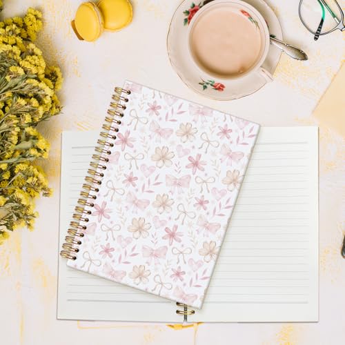 MOFUYU Wildflower Spiral Notebook for Girls,Journals for Women - color: Floral bows(pink)