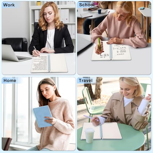 Lined Spiral Notebook for Women, A5 College Ruled Leather Spiral Journals - color: Light Baby Blue, size: A5