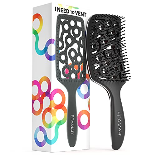 FRAMAR Professional Vented Hair Brush, Curved Hair Brush For Blow Drying - color: Black
