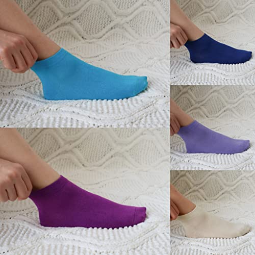 SERISIMPLE Women Viscose Bamboo Ankle Socks Low Cut Thin Sock Lightweight Pastal Color Soft Sock 5 Pairs - color: Assorted4, size: Large