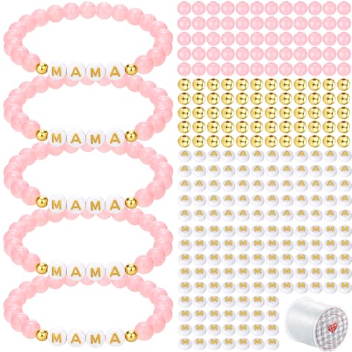 Whimsibelle 36 Sets Mother's Day Beads Bracelet Crafts Kit, DIY Mom Bracelet Kits, Mama Letter Beads Bracelets Thankful Gift DIY Art Crafts Kit for Mothers Women Mother's Day Birthday Party Favors