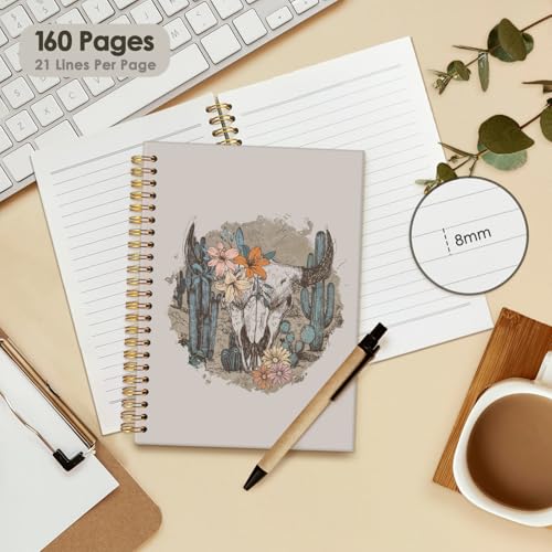 Wheatwin Western Spiral Notebook, Western Gifts for Women, Cowgirl Western Office School Supplies Journal, 5.5x8.3 Inch - color: Western cow skull - 2