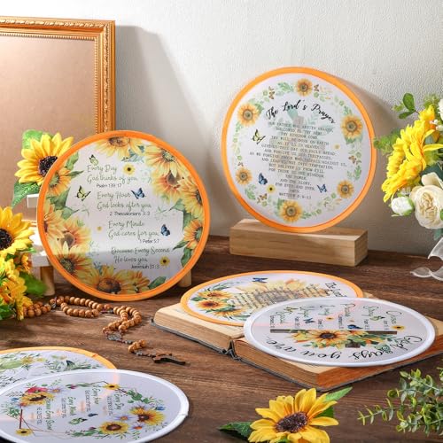 Gejoy 24 Pcs Christian Church Sunflower Fly Disc Hand Fan Foldable 8 Style - color: Sunflower