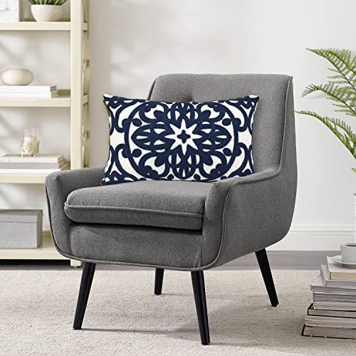 Alysheer Boho Embroidered Lumbar Throw Pillow Cover 12"x 20", 1pc Navy - color: Navy, size: 20" x 12" (Pack of 1)
