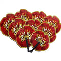 10 Pieces Chinese Rose Paper Fans - color: Red Rose Paper Fans, size: 10 PCS