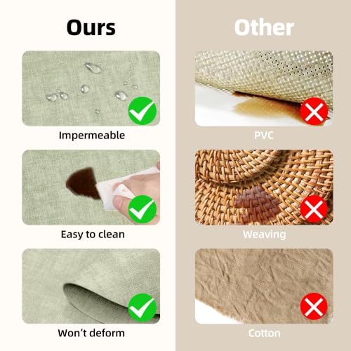 Placemats Set of 6, 17.7 x 11.8 Inch Oval Faux Leather Place Mats - color: R-sage Green