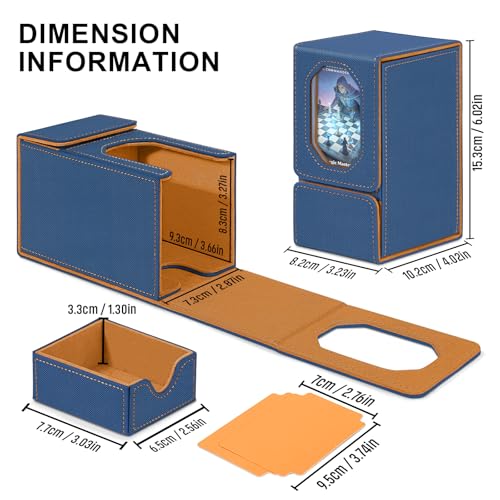 Card Deck Box for MTG Commander, Fits 100+ Double-Sleeved Cards Card Case - color: Gray Blue and Brown
